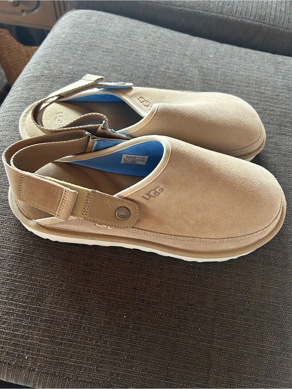 UGG Men’s golden clog Beige Suede Slip-On Loafers with Back Strap
